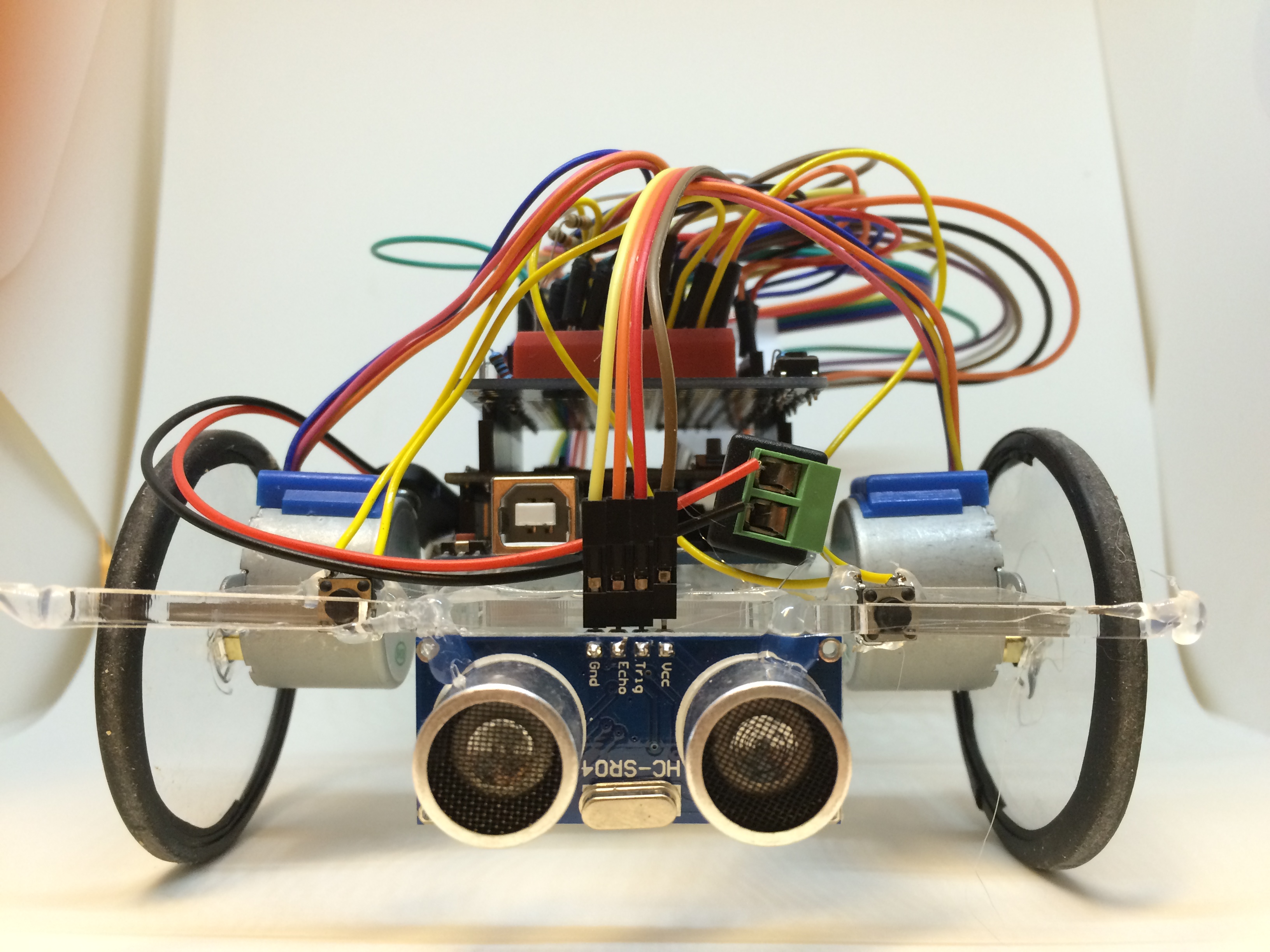 Picture of the robot with the Ping sensor attached.
